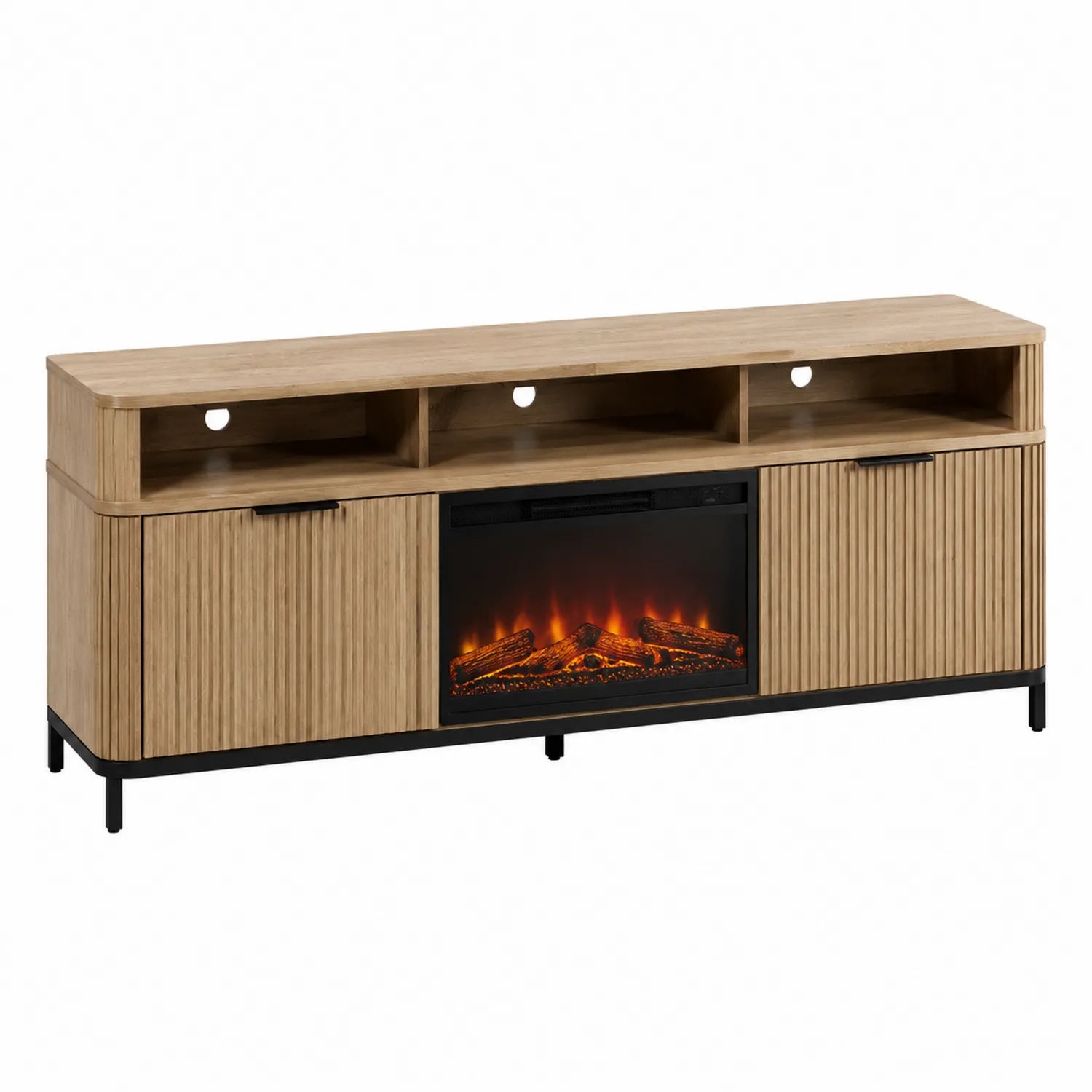 Mobile TV in Legno con Camino Elettrico 180x40x60 cm