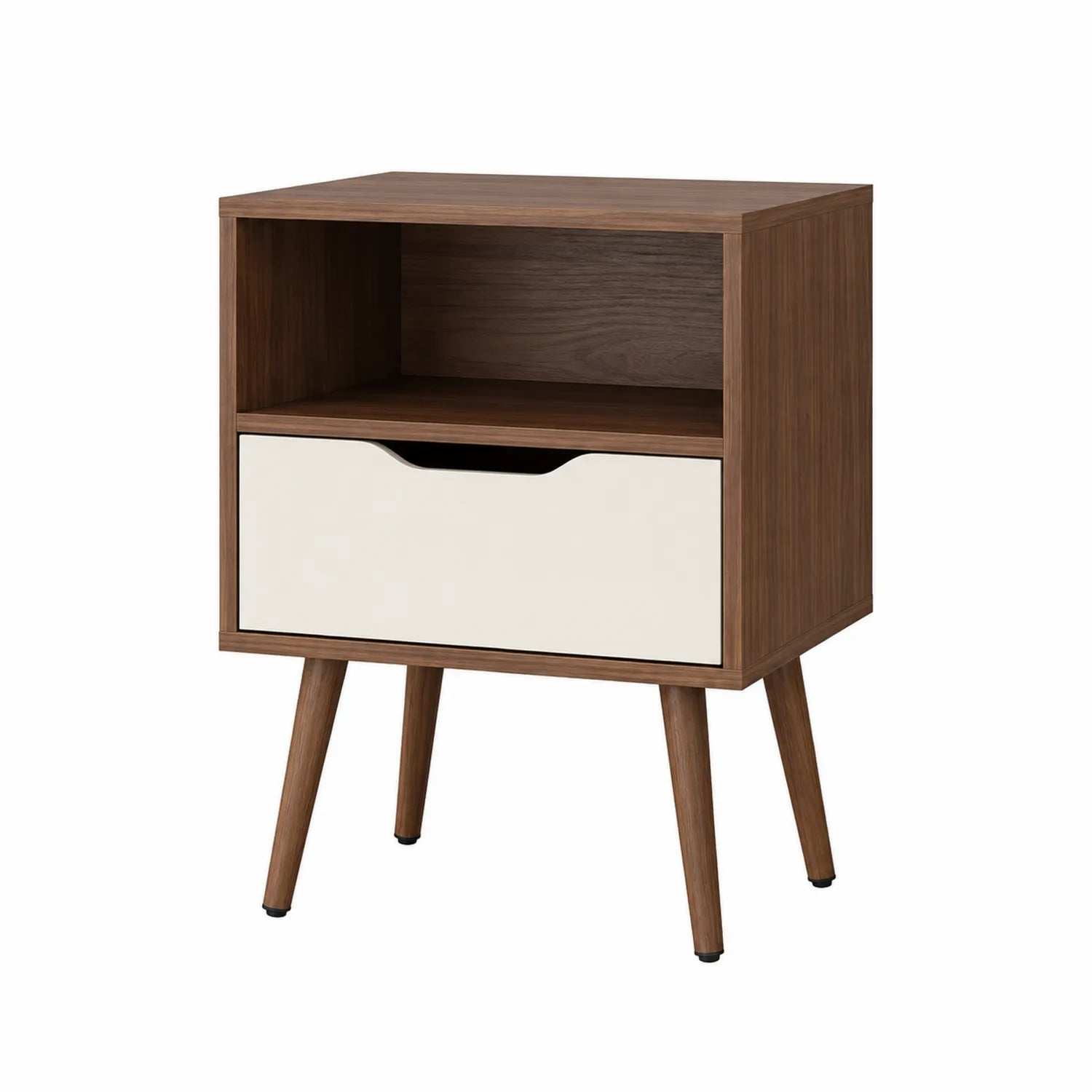 Comodino in legno MDF con cassetto bianco