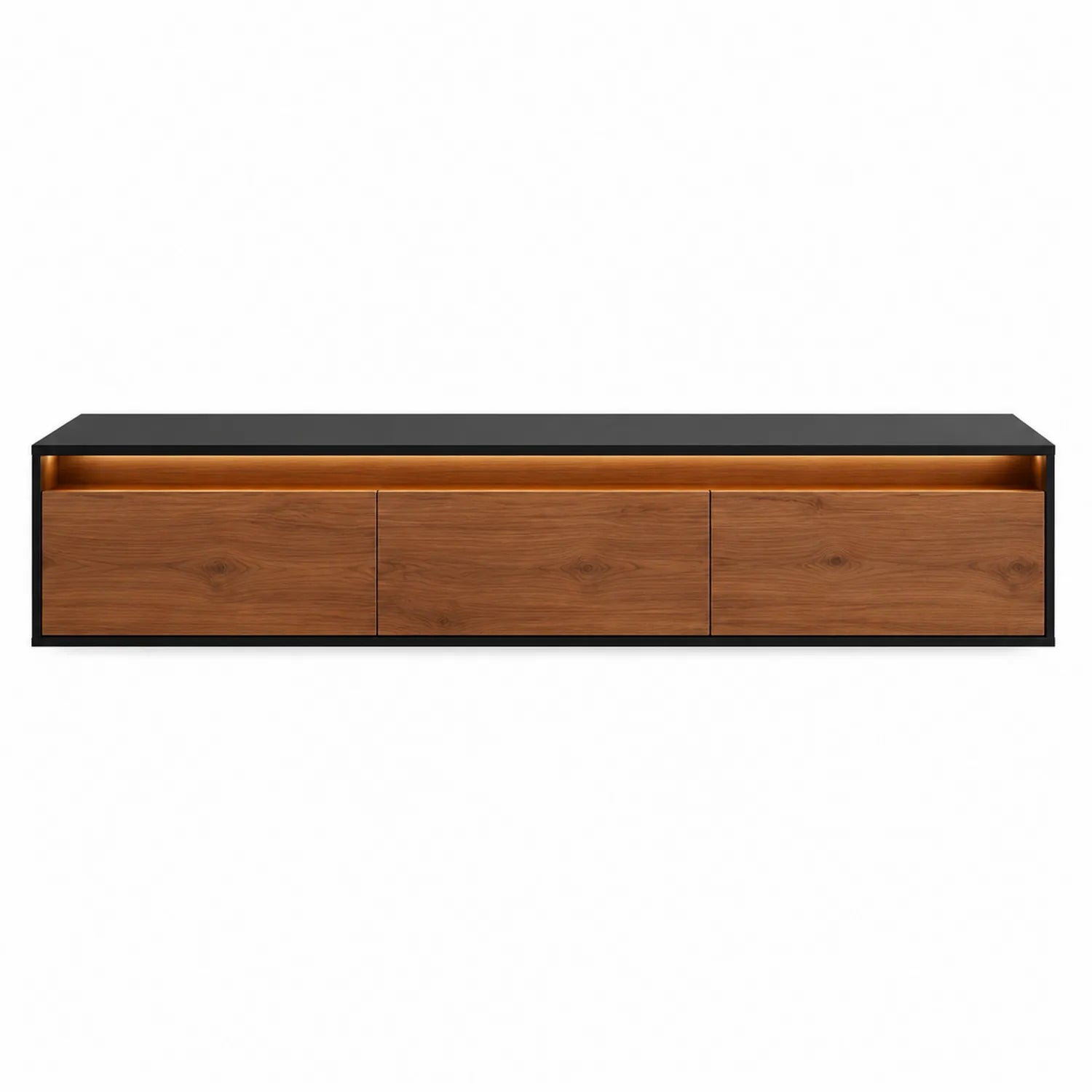 Mobile TV in Legno e Metallo con Ripiano Nero 180x40x40 cm