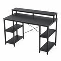 Scrivania in Legno e Metallo Nero con Ripiani 120 x 60 x 75 cm