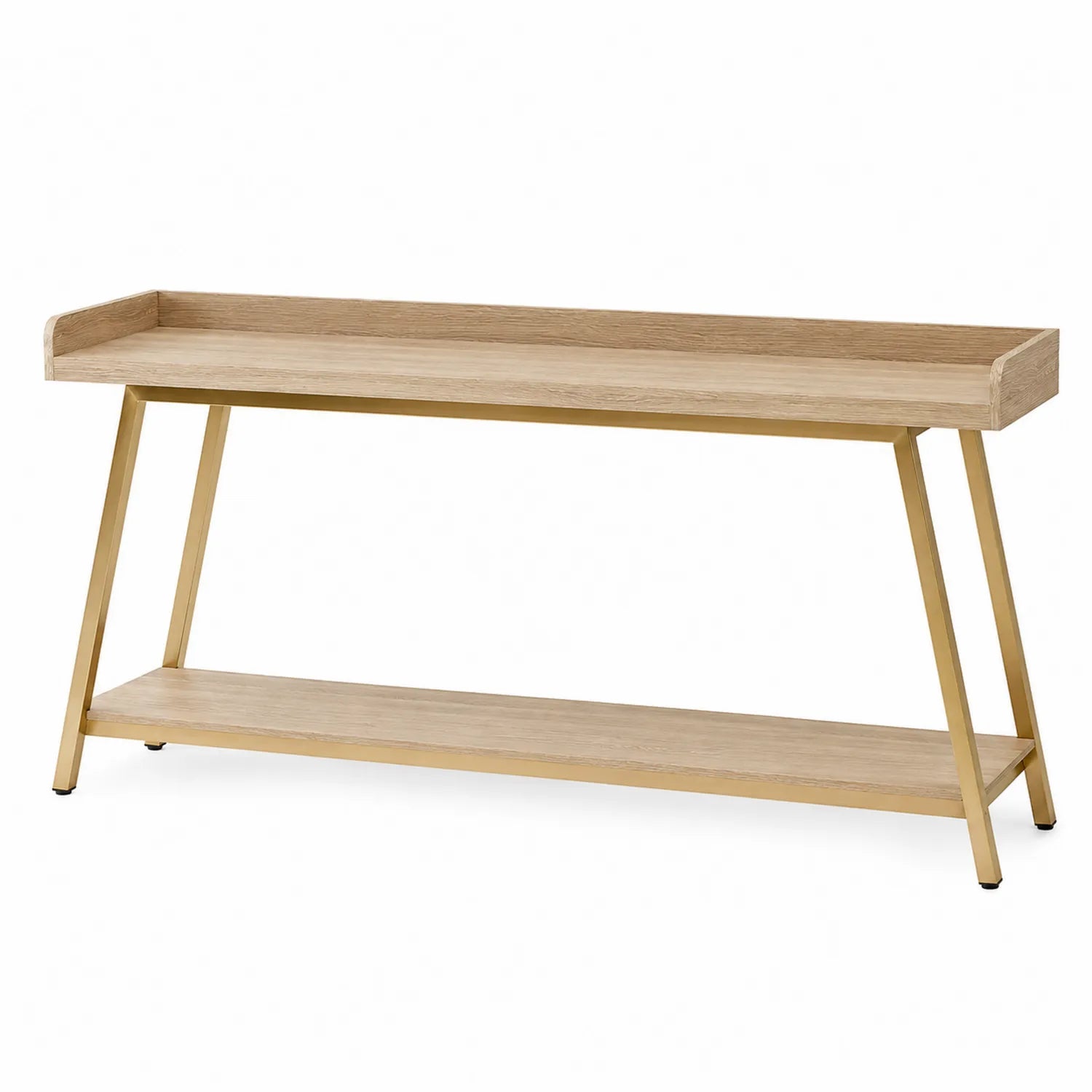 Consolle in Rovere e Metallo Dorato 120x35x80 cm