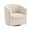 Poltrona girevole in tessuto bouclé beige