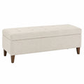 Poggiapiedi contenitore in legno e tessuto Beige 120x40x45 cm