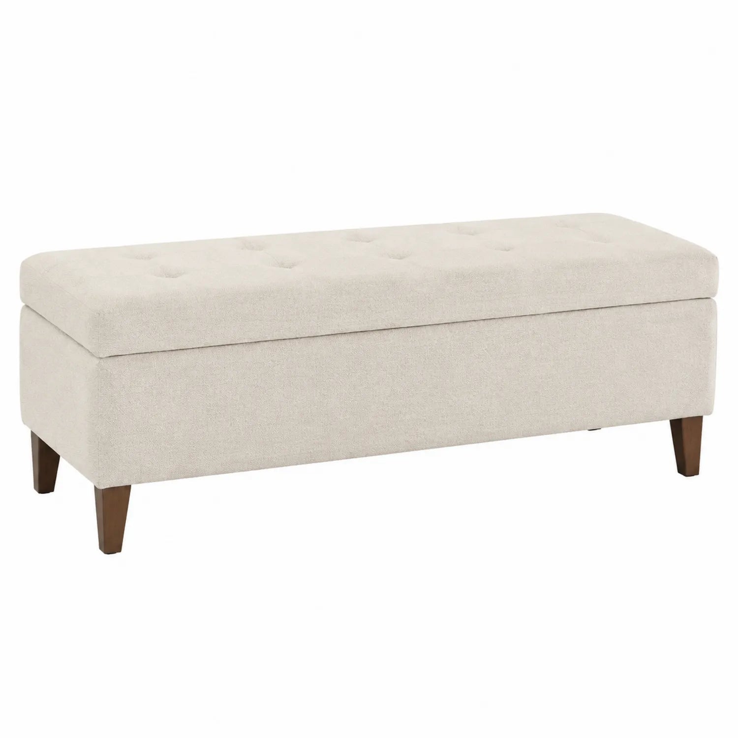 Poggiapiedi contenitore in legno e tessuto Beige 120x40x45 cm