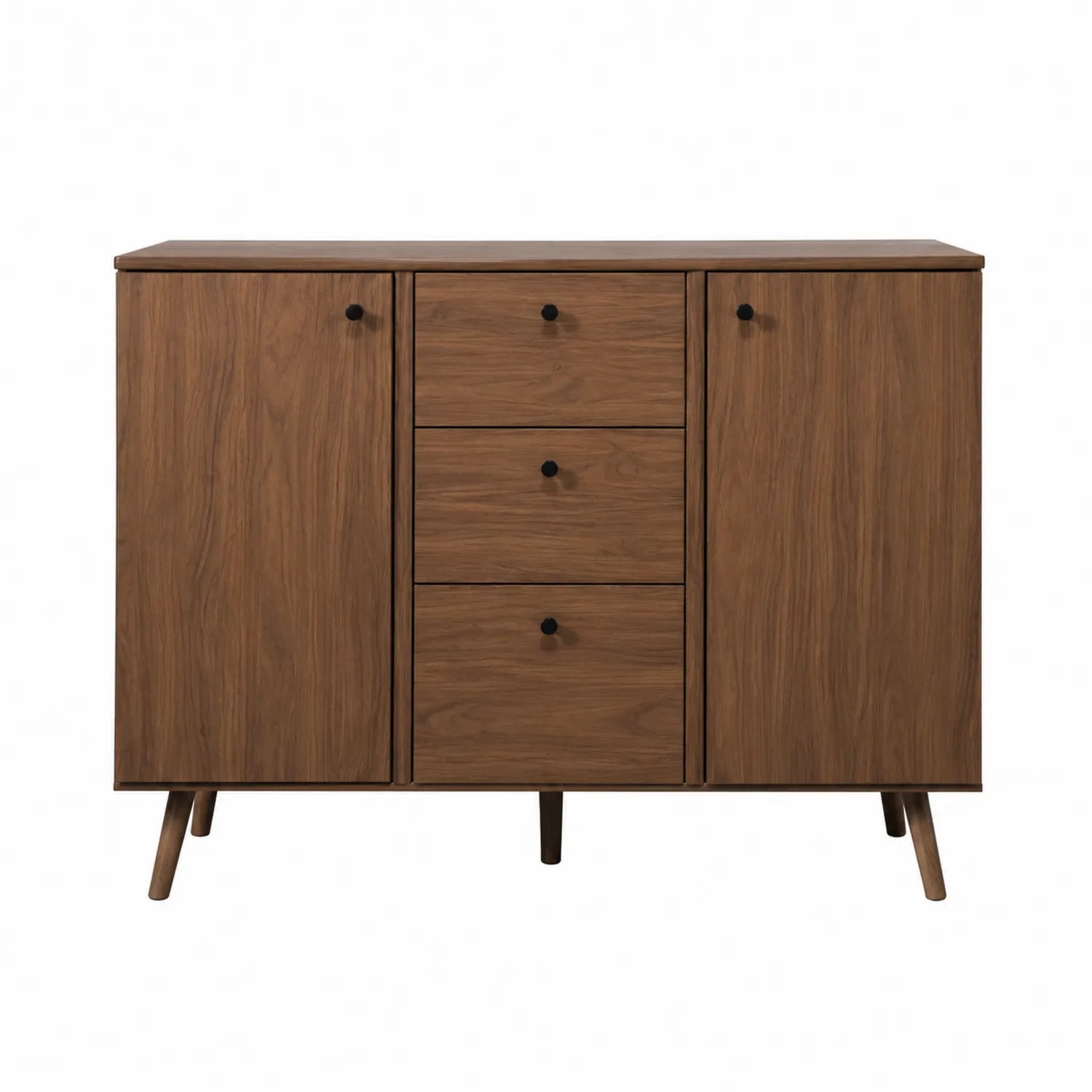 Credenza in Legno MDF con 2 Ante e 3 Cassetti Marrone