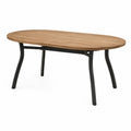 Tavolo Ovale da Esterno in Legno Teak e Metallo Nero 180x100x75 cm