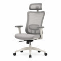 Sedia ergonomica regolabile in tessuto grigio con poggiatesta