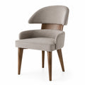 Sedia da pranzo in tessuto poliestere beige con gambe in legno di noce