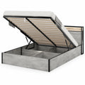 Letto contenitore matrimoniale in legno e metallo grigio 200x160 cm