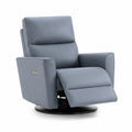 Poltrona reclinabile in ecopelle blu con base girevole