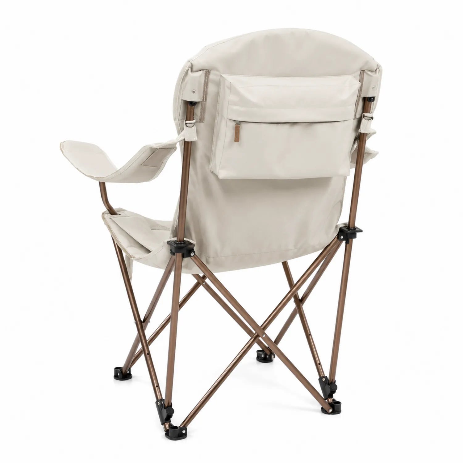 Sedia pieghevole con telaio in acciaio e tessuto beige