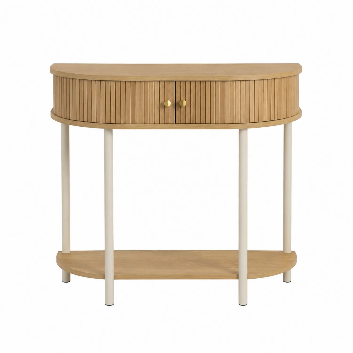 Consolle Semicircolare in Legno e Metallo 80x30x80cm