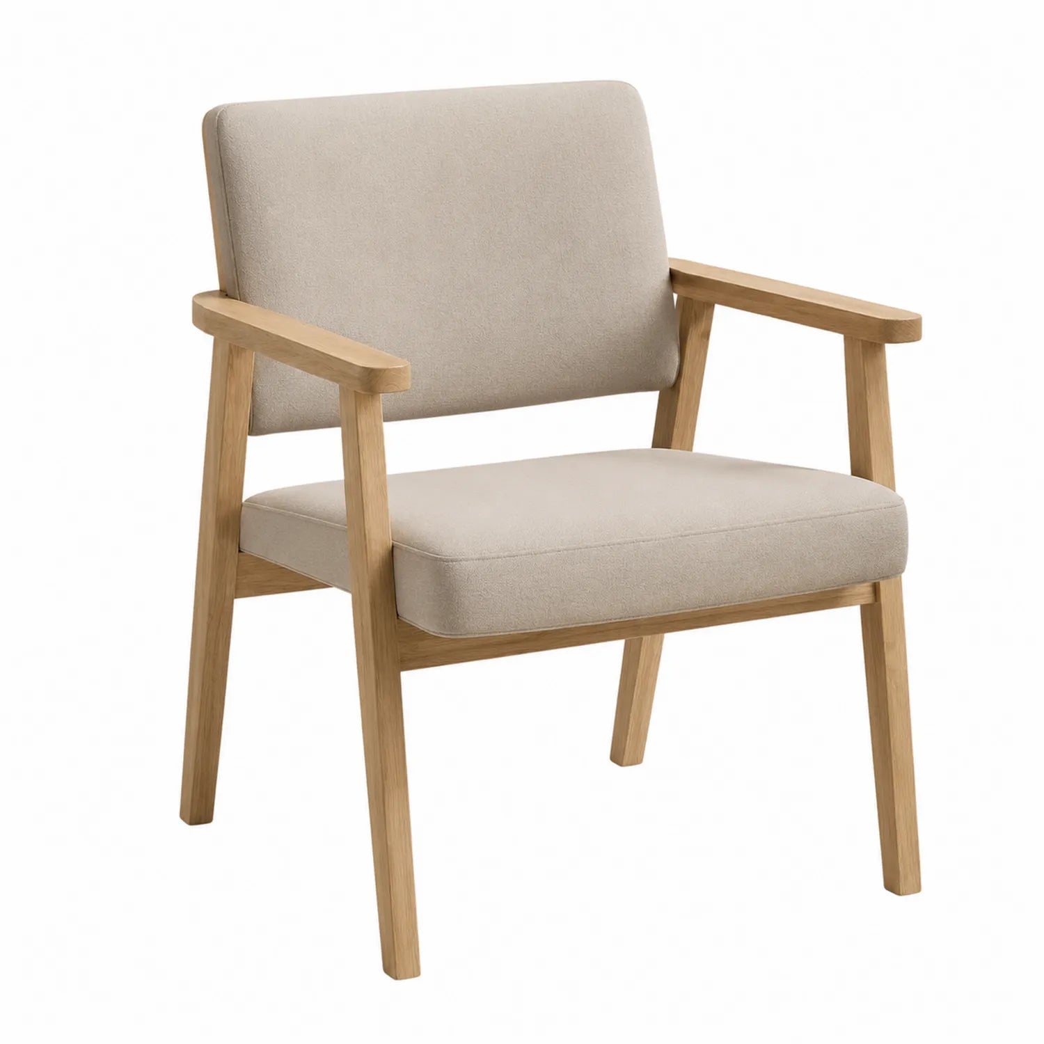 Sedia in legno e tessuto beige 60x55x80 cm