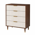 Cassettiera a 4 Cassetti in Legno e MDF Noce/Bianco 80x40x110 cm