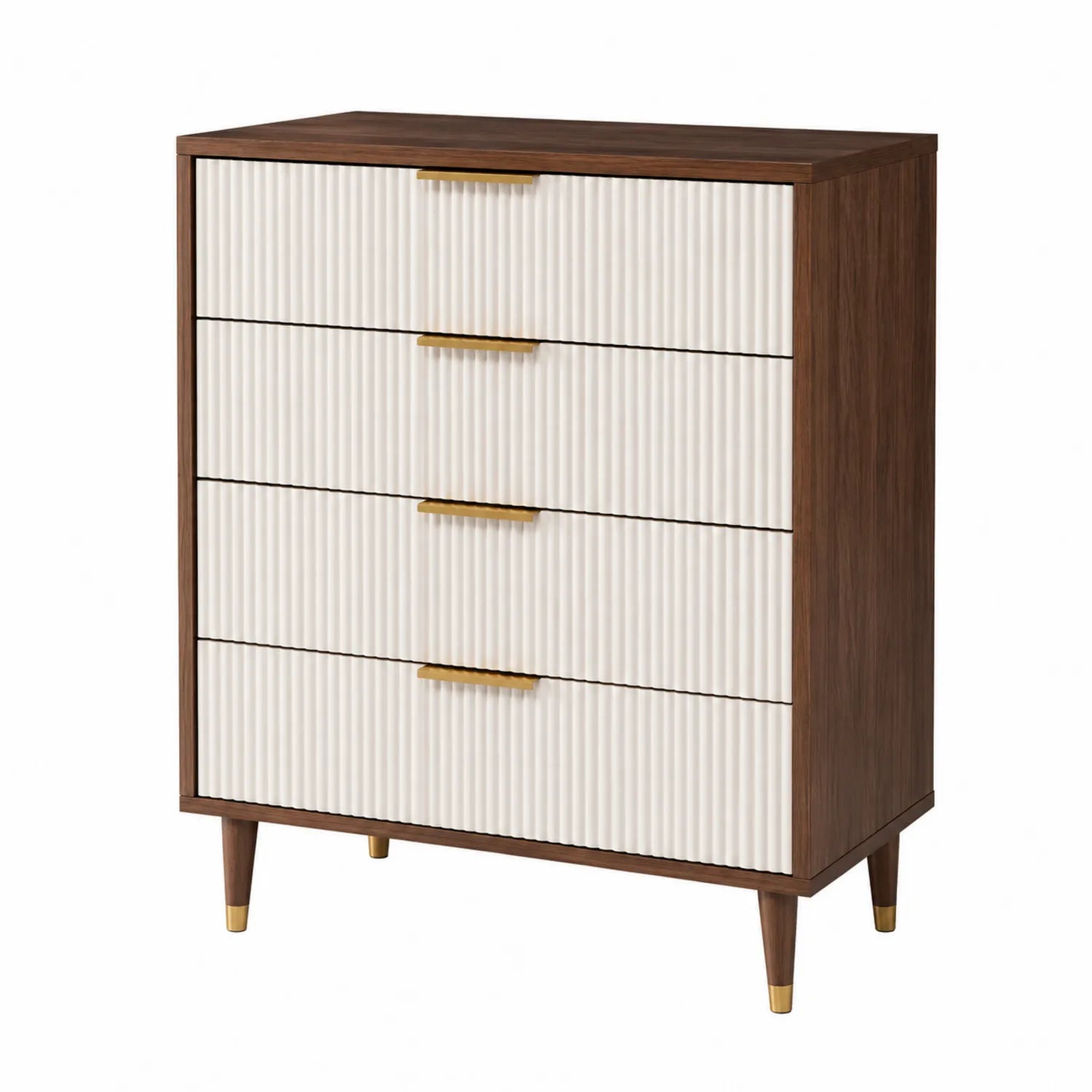 Cassettiera a 4 Cassetti in Legno e MDF Noce/Bianco 80x40x110 cm