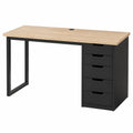 Scrivania in Legno e Acciaio con Cassetti Nero 120x60x75 cm