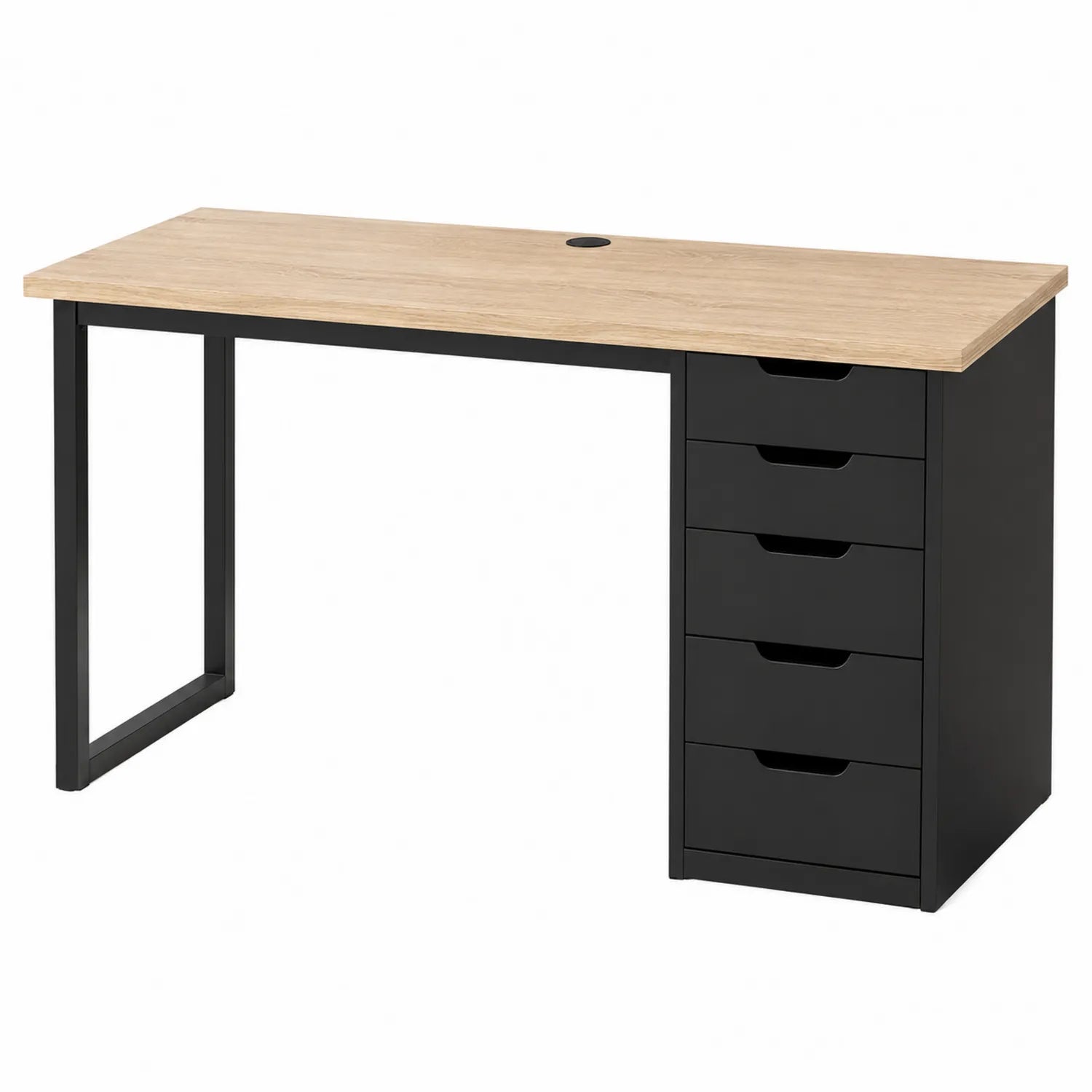 Scrivania in Legno e Acciaio con Cassetti Nero 120x60x75 cm