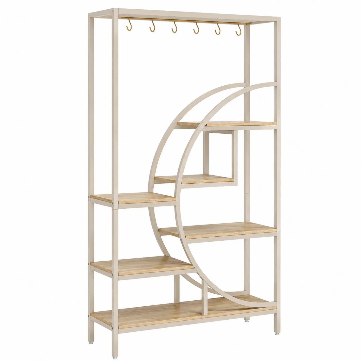 Libreria in Metallo e Legno con Ganci Beige