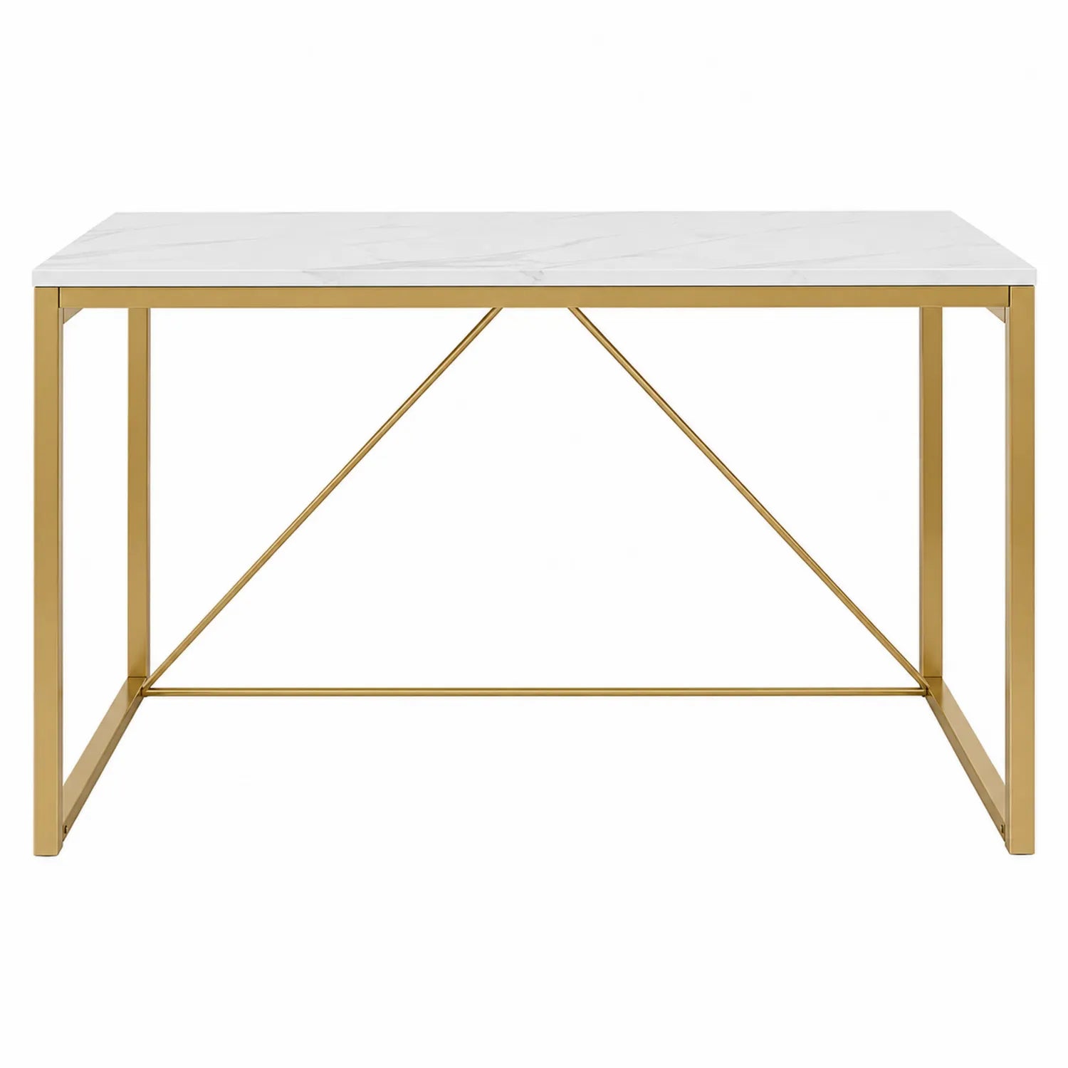Tavolo rettangolare in marmo e metallo dorato 120x60x75 cm
